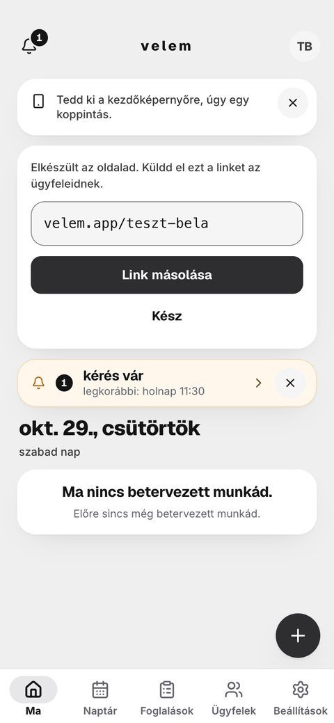A Ma képernyőn megjelent egy kérés.